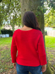 Red Ribbed Knit Kia