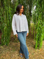Stone Lace Detail Striped Shirt Rosie