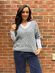 Grey Cosy Diamond Knit Sofia