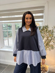 Navy Mock Shirt Jumper Scarlett