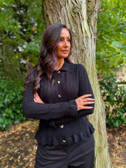 Black Pattern Knit Shirt Sherry