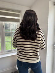 Chocolate Striped Zip Collar Knit Charlie