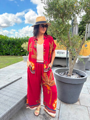 Red Tropical Print Shirt Maya