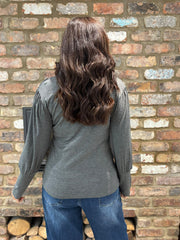 Charcoal Button Detail Roll Neck Eliza