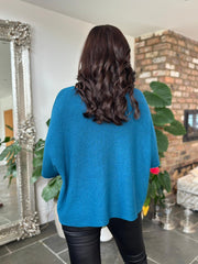 Teal Reverse Seam Round Neck Diana