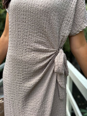 Mocha Textured Tie Dress Corrina