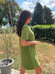 Olive Collared Towelling Dress Natasha