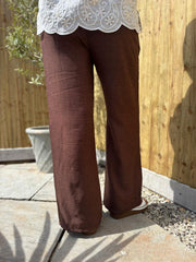 Chocolate Wide Leg Trousers Margot