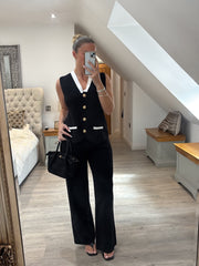 Black Button Waistcoat Set Zara
