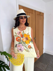 Lemon Sleeveless Floral Co-Ord Daphne