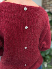 Wine Back Detail Knit Top Billie
