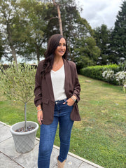 Chocolate Pinstripe Take You Anywhere Jacket