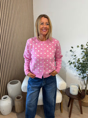 Candy Pink Polka Dot Cardi Beatrix