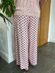 Pink Polka Dot Wide Leg Trousers Misty