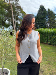 Grey Buttoned Knit Waistcoat Kerry