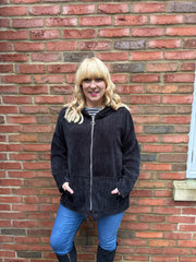 Black Chenille Zip Hoodie Carrie