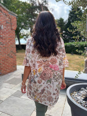 Mocha Floral Print Knit Tunic Delilah