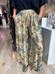 Sage Shimmer Floral Trousers Adele