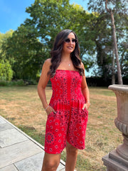 Red Bubble Cotton Paisley Playsuit