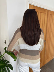 Mocha Ribbed Stripe Knit Elora