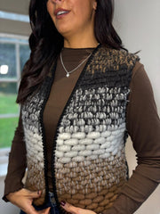 Chocolate Ombre Knitted Stripe Gilet