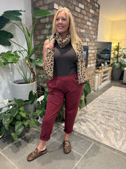 Wine Frill Pocket Trousers Sasha