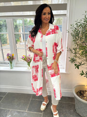 Red Floral Aztec Shirt Dress Gemma