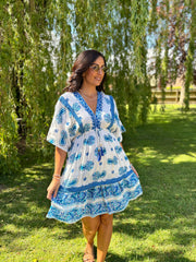 Blue Paisley Striped Kaftan Dress Alice