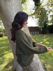 Khaki V Neck Knit Roxanne