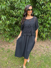 Black Lace Overlay Dress Davina