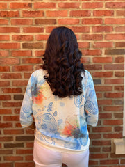 Blue Paisley Floral Knit June