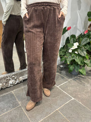 Chocolate Chenille Textured Trousers Mia