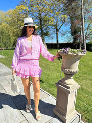 Candy Pink Paisley Bubble Cotton Skort Set Isobel