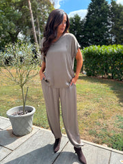Mocha Shimmer Cuffed Trousers Aubrey