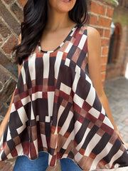 Chocolate Block Print Vest Isabella
