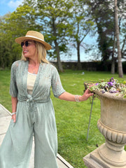 Khaki Wide Leg Pull on Silvia Trousers