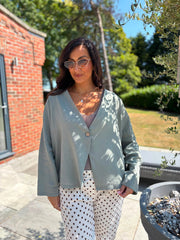 Khaki Button Front Jacket Helen