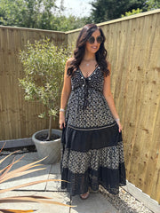 Black Luxury Embellished Lace Panel Dress Jodie