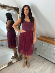 Wine Half Mesh Slip Olivia