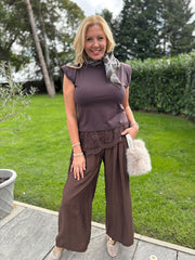 Chocolate Lace Hem Top Yasmin