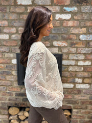 Stone Textured Floral Mesh Top Imogen