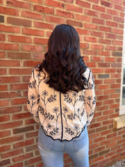 Navy Floral Embroidered Blouse Talia