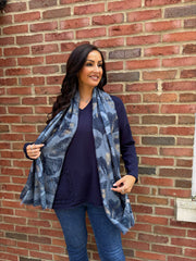 Navy Fringed Pocket Knit Ruth