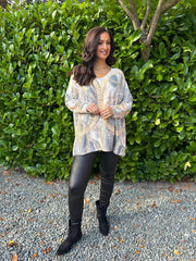 Winter White Greek Key Chain Knit Ava