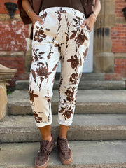 Chocolate Flower Pattern Trousers Isla