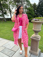 Red Leopard Bubble Cotton Shirt Dress Valerie