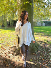 Winter White Lace Detail Knit Zoey