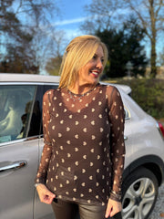 Chocolate Heart Mesh Top Zara