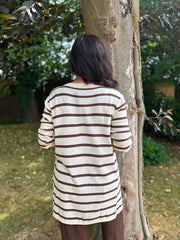 Chocolate Striped Longline Cardi Haven