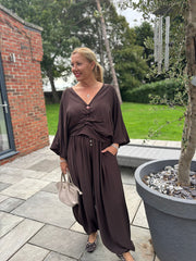 Chocolate Hareem Button Trousers Misty